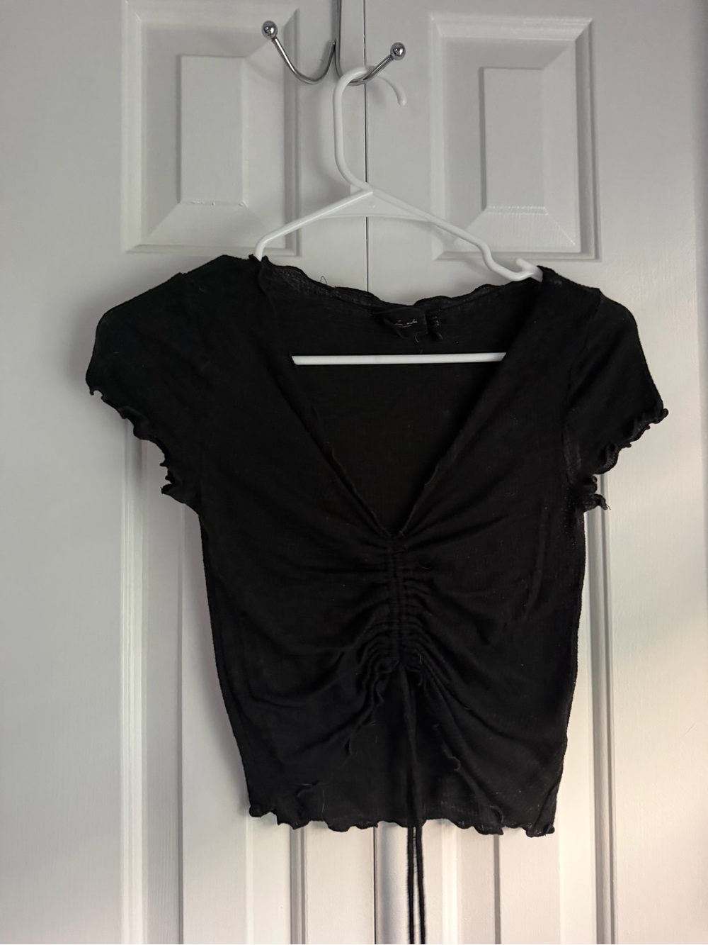 Urban Outfitters Black Ruched Front Crop Top